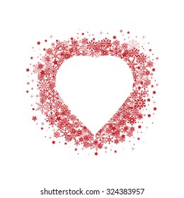 Heart on bed of snowflakes