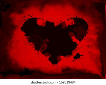 heart on a bloody background. Vector
