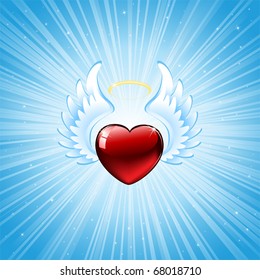 Heart on blue background, illustration