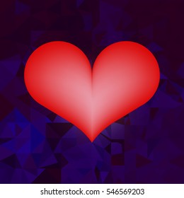 Heart on blue geometric background