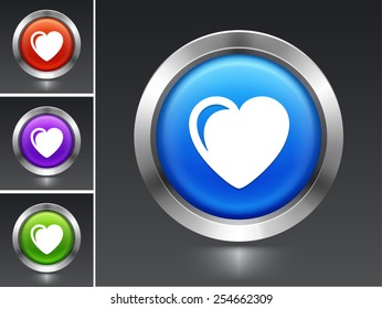 Heart on Blue Round Button