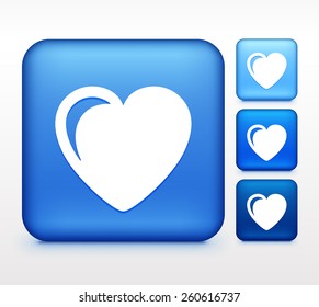 Heart on Blue Square Button