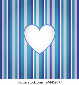 Heart on blue stripes background