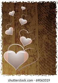 Heart on the brown splotchy background