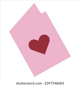 heart on the card. Flat design. Vector illustration