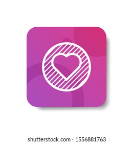 heart on a circle round icon in outline / line and stripes style with colorful smooth gradient background, suitable for mobile and web UI, app button,  infographic, etc