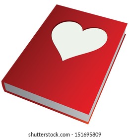 Heart on the cover of the book. Vector illustration.