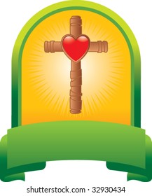 heart on cross on green display