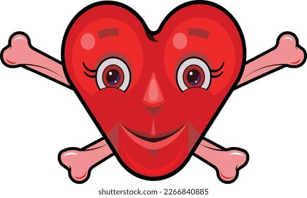 corazón en un fondo de encrucijada (emblema pirata)- para el día de San Valentín