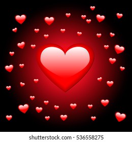 Heart on a dark background. Vector holiday Valentine's day.