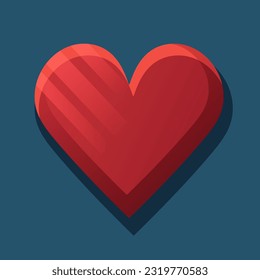 Heart on a dark blue background. Vector cartoon clipart.