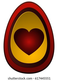 Heart on Egg Shape Icon, Vector Illustration. 