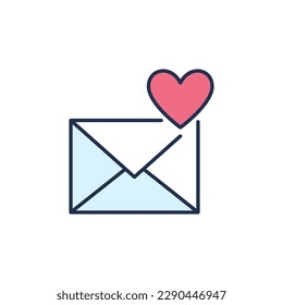 Herz auf Umschlag Vektor E-Mail Wie Button Konzept farbiges Symbol oder Logo Element