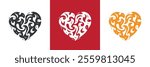 Heart on Fire. Burning Heart Symbol of Love and Passion for Valentine day design. Hand drawn vector illustration.