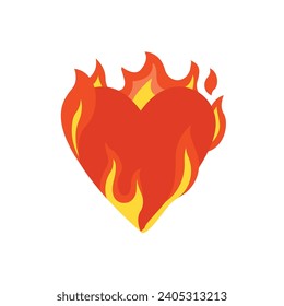 Heart on fire emoji lit love passion vector illustration