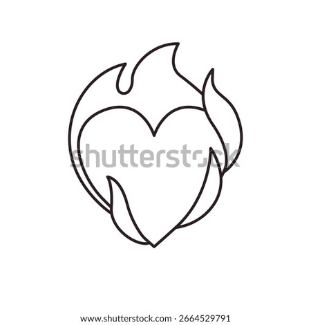 Heart on fire flame love passion emoji symbol sign icon vector illustration isolated flat