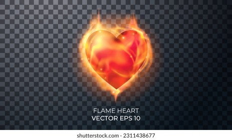 Heart on fire realistic 3d render. realistic fire, flames. Ethereal lightning substance sign and strange flame spark. Decor elements for magic doctor, shaman, medium. Transparent background. svg