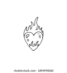 Heart on fire sketch vector illustration on white background