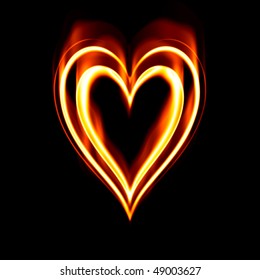 heart on fire to symbolise burning passion and love