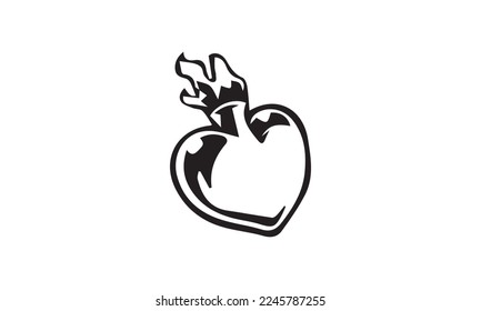 heart on fire vector design with theme.