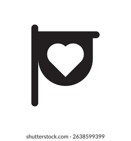 heart on a flag symbolizing love, support, or pride. Perfect for charity, or Valentine visuals. Vector EPS.