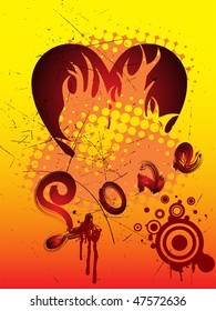 heart on flames - vector