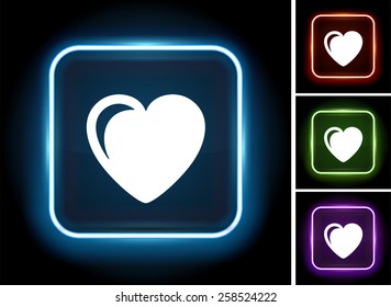 Heart on Glow Square Button