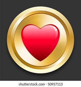 Heart on Golden Internet Button Ilustración original