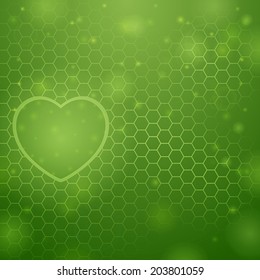 Heart on green background