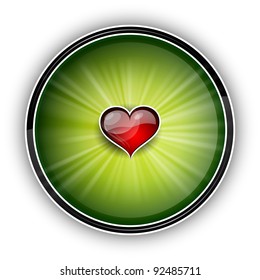 heart on the green background