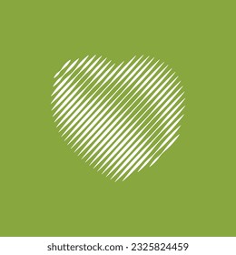 Heart on a green background. An image of a heart consisting of lines. Stylized heart for Valentine s Day. Vector illustration isolated on a white background