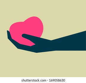 heart on hand icon