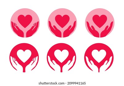 Heart on hand icon vector