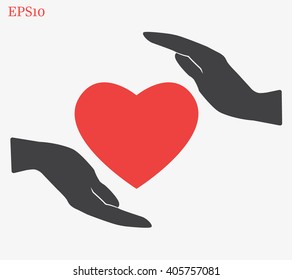 Heart on hand Icon Vector
