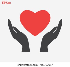 Heart on hand Icon Vector