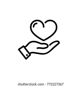 Heart On Hand Icon Vector