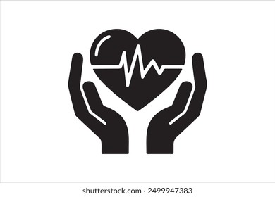 Heart on a Hand Medical Icon Vector Illustration 