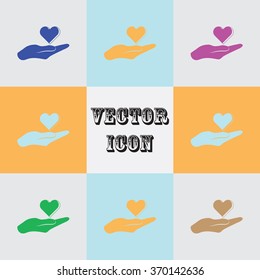 Heart  on hand - Valentine's Day vector icon