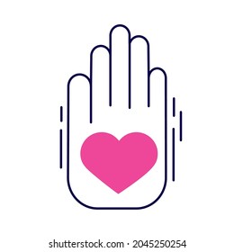 corazón en mano con fondo blanco