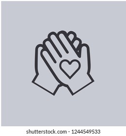 heart on the hands icon