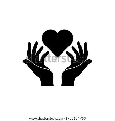 Heart on hands icon simple love sign vector illustration