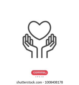 Heart On Hands Vector Icon