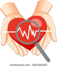 Heart on human hand illustration
