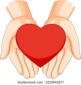 Heart on human hands illustration