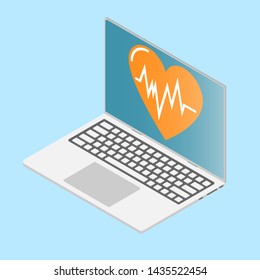 The heart on the laptop screen.