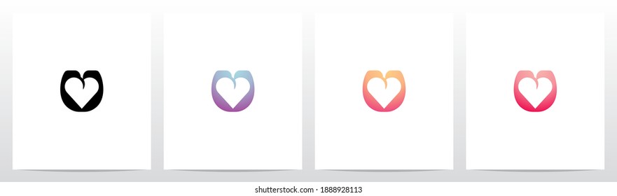 Heart On Letter Logo Design U