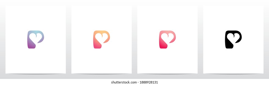 Heart On Letter Logo Design P