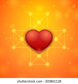 Heart on an light orange background
