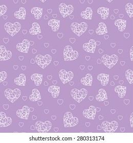 Heart on a lilac background. Preparations for the wedding. seamless texture