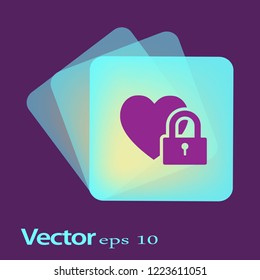 Heart on the lock. icon